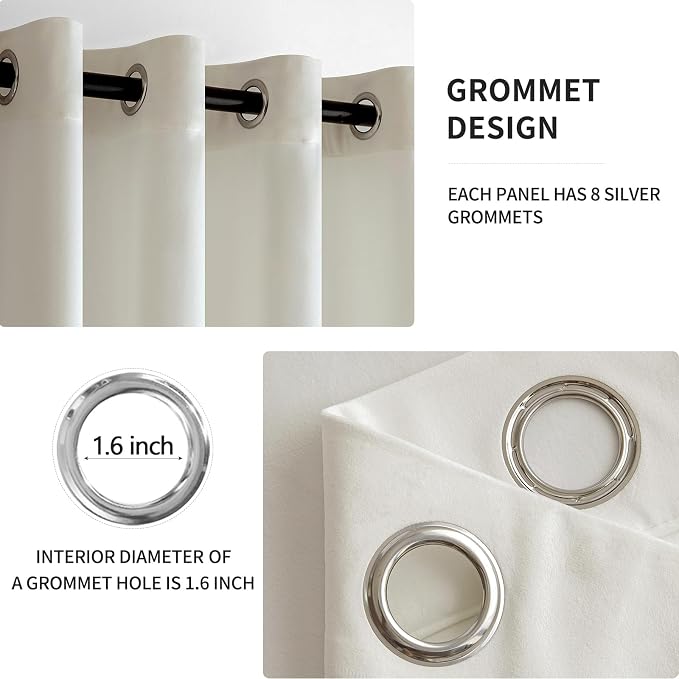 MIULEE Velvet Off White Elegant Grommet Curtains - Image 2