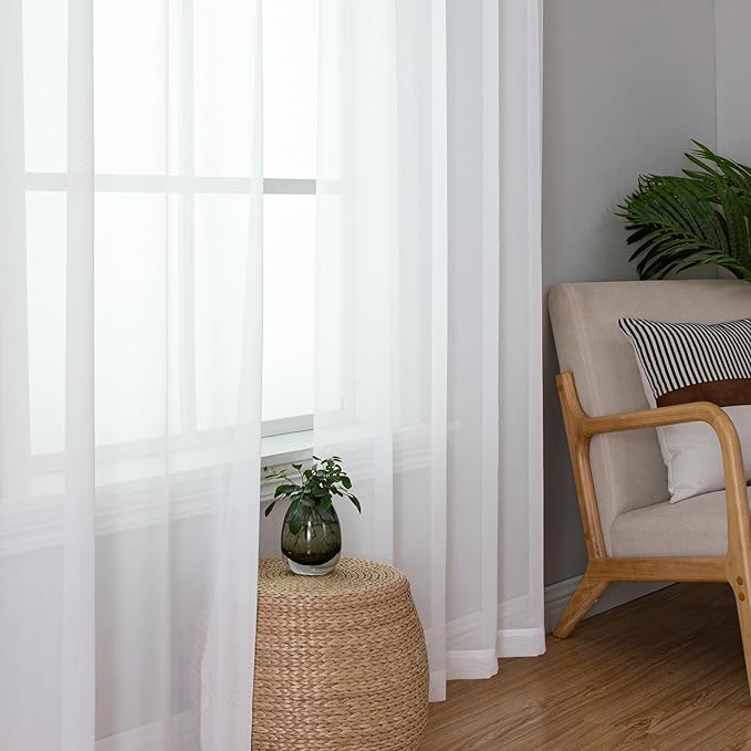Aiyufeng Sheer Voile Window Treatment Rod Pocket Curtain Panels - Image 5