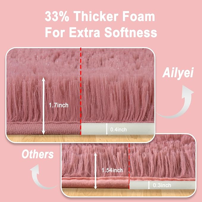Soft Runner Rugs for Bedroom Hallways, 2x4 Blush Pink Fluffy Shag Throw Area - Image 2
