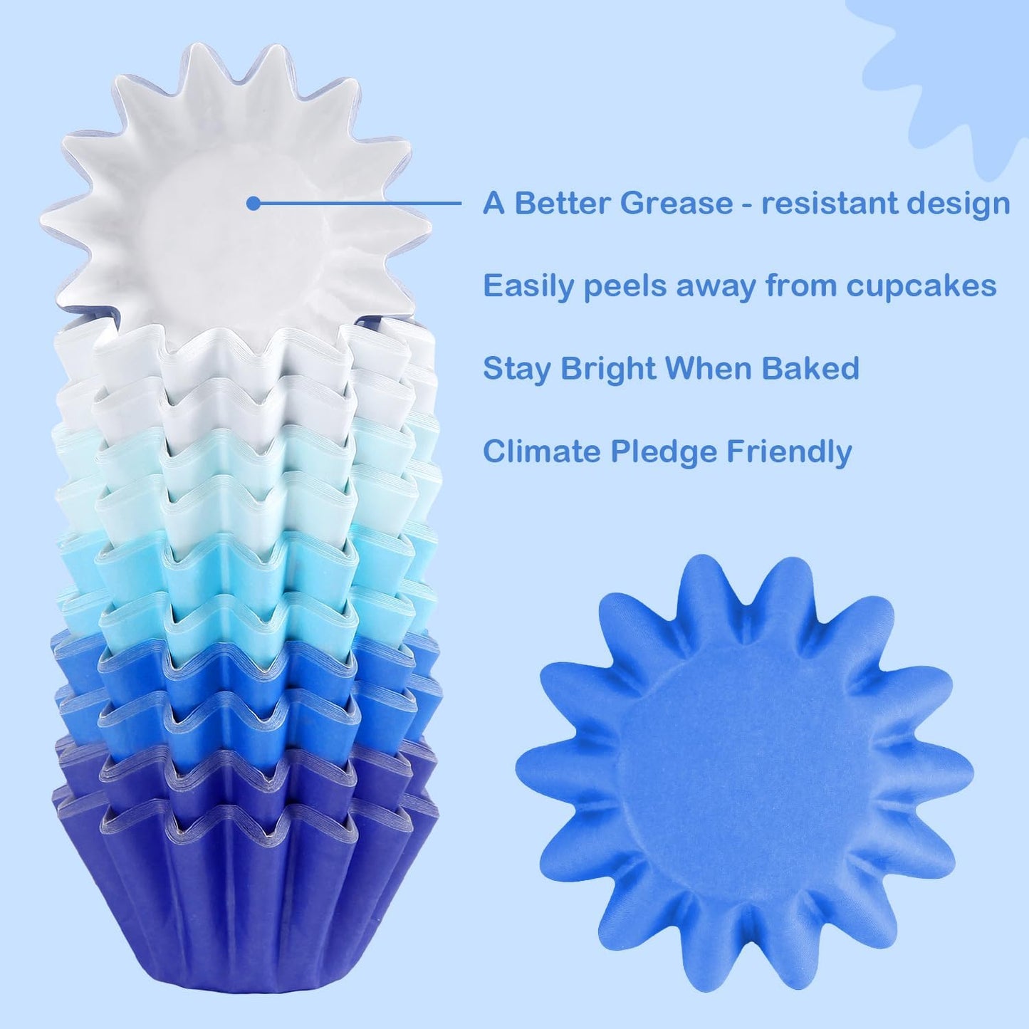 Quera 200 Pcs Grease-Resistant Mini Cupcake Liners White Blue Navy Blue Heavy Duty Paper Muffin Baking Cups for Wedding Birthday Holiday Party or Baby Shower(1.18 x 1.18 in)