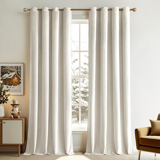 MIULEE Velvet Off White Elegant Grommet Curtains by MIULEE