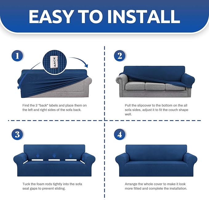 KEKUOU Stretch Oversized Sofa Slipcover 1 Piece Couch Sofa Cover Furniture - Image 5