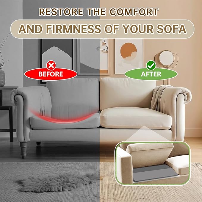 Couch Cushion Support, Sofa Cushion Supports for Sagging Cushions Trapezoid High Density Foam Replacement for Furniture Seat Sagging Gray Set of 1