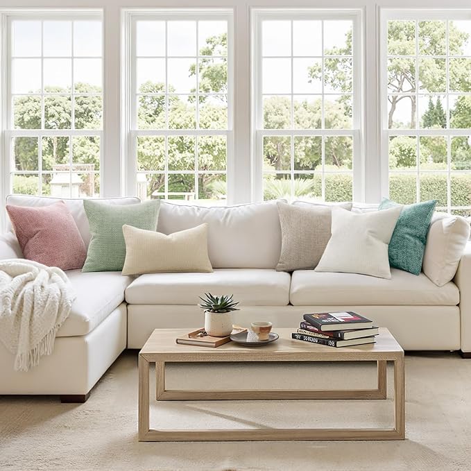 MIULEE Pack of 2 Couch Throw Pillow Covers 20x20 Inch Light Green Modern Boho - Image 2