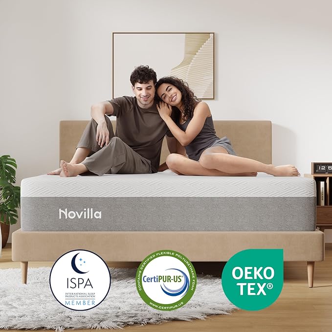 Novilla California King Mattress, 12 Inch Gel Memory Foam Cal King Mattress for Cool Night & Pressure Relief, Medium Plush Feel with Motion Isolating, Bliss
