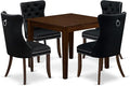 East West Furniture OXDA5-AWA-24 5 Piece Dining Table Set Consists of a Square Modern Kitchen Table and 4 Polyester Fabric Upholstered Parson Chairs, 36x36 Inch, Antique Walnut
