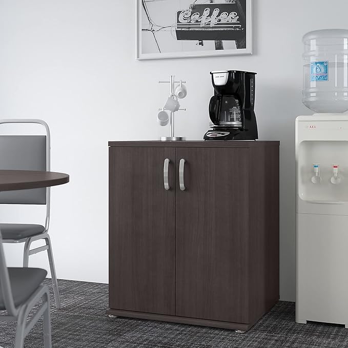Bush Business Furniture Universal Floor Cabinet with Doors, Vertical Office Storage Unit with Adjustable Shelving for Workspace, Storm Gray