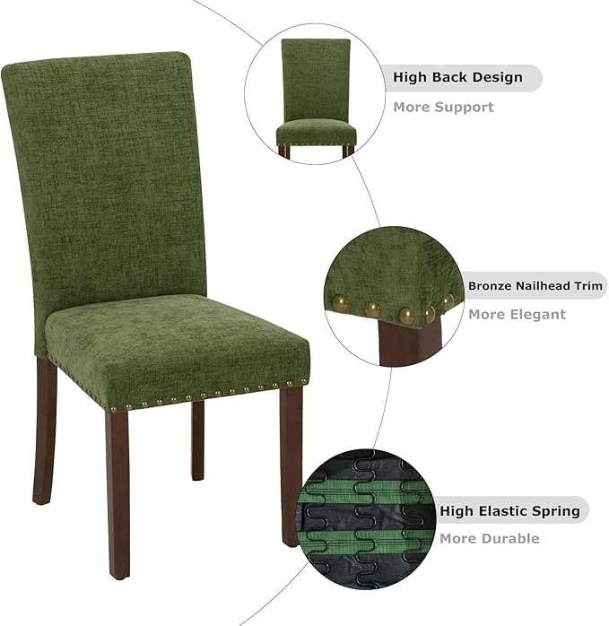 COLAMY 3-Piece Extendable Dining Table Set for 2, 36" Kitchen Round Wood Table with 2 Nailhead Dining Room Chairs,Light Brown/Green