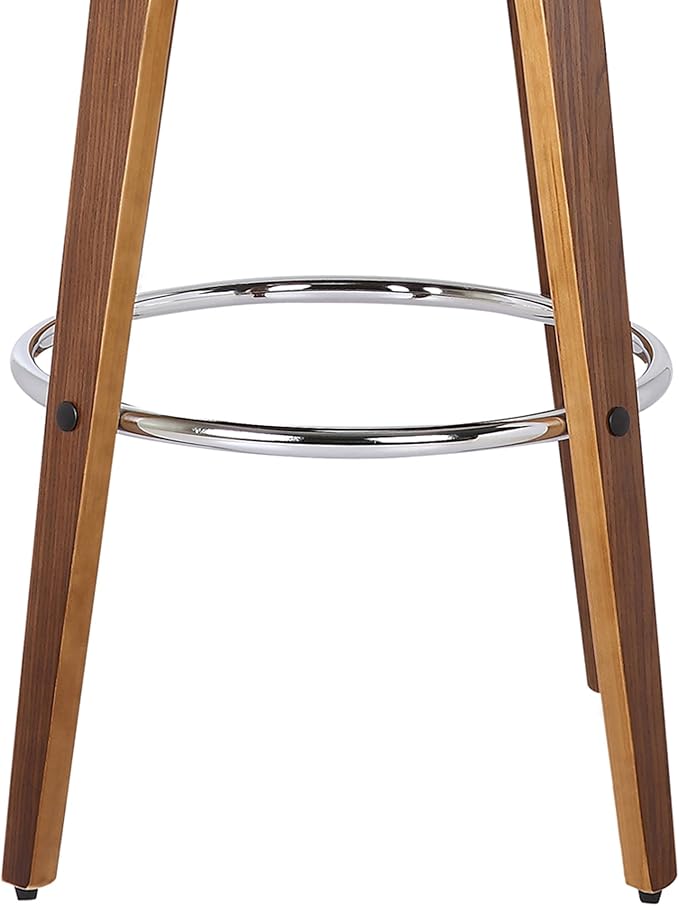 Armen Living Shelly 30" Bar Height Swivel Brown Faux Leather and Walnut Wood Bar Stool - Set of 4