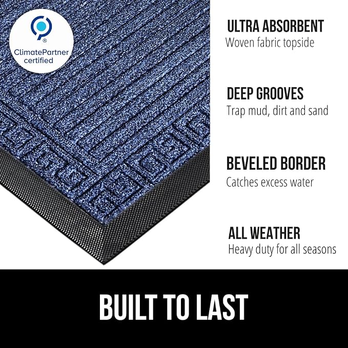 GORILLA GRIP 100% Waterproof All-Season WeatherMAX Doormat, US Designed Natural - Image 2