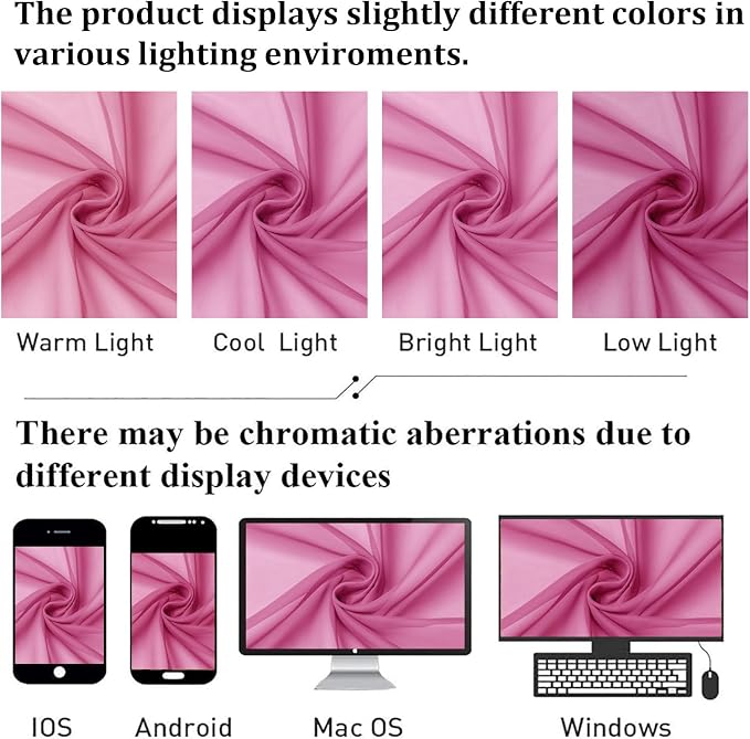 Lecloud Hot Pink Sheer Curtains 63 Inch Length 2 Pcs, Solid Voile Long Light - Image 4