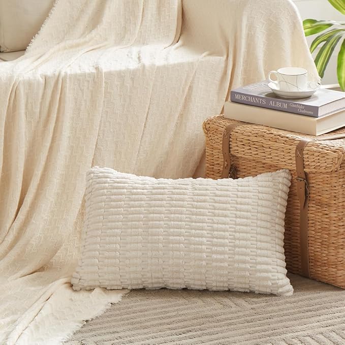 Fancy Homi 4 Packs Boho Cream Decorative Throw Pillow Covers 12x20 Inch - Image 2