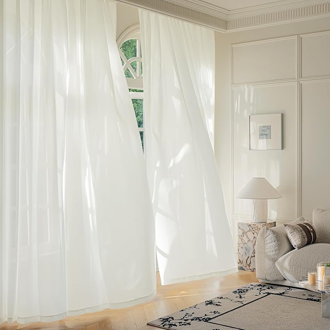 FMFUNCTEX Sheer Non-See-Through Netural Beige Curtains - Image 7