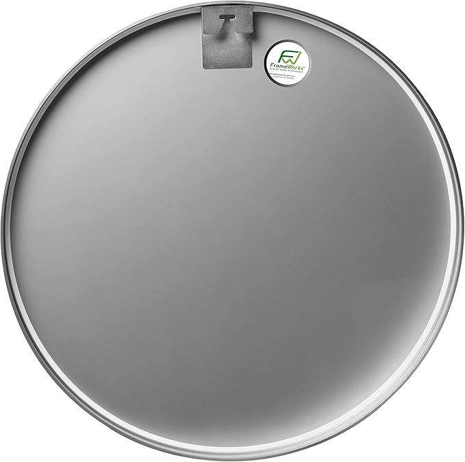 FrameWorks 24" Deluxe Contemporary Silver Circular Aluminum Mirror