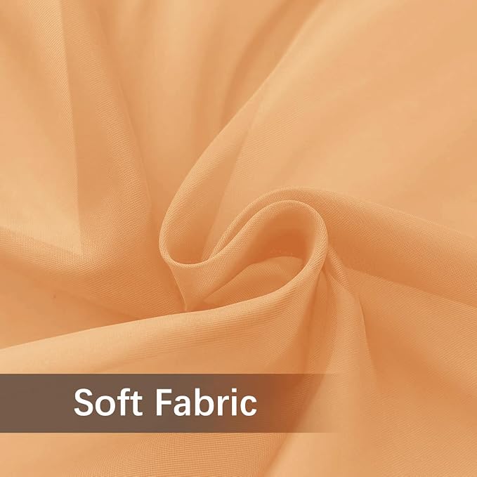 youleyar Solid Sheer Rod Pocket Curtain Voile Draperies 2 Panels Beige Semi - Image 7
