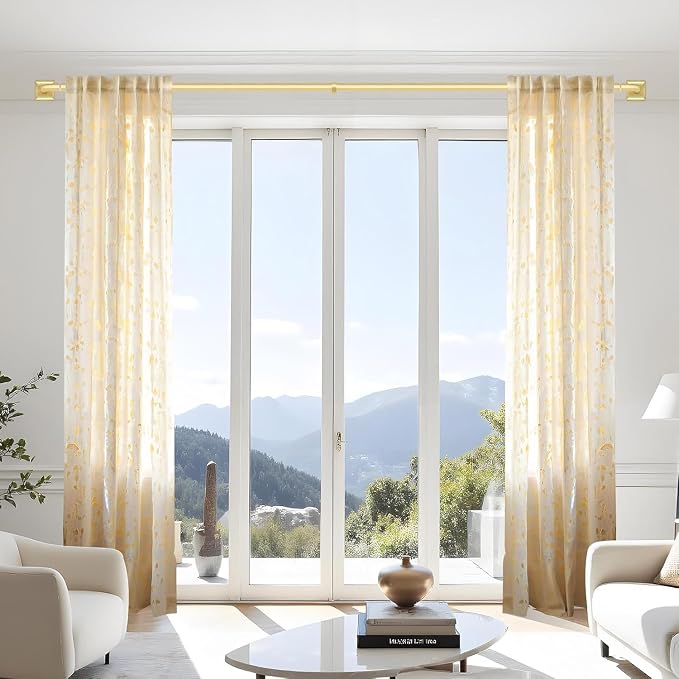 Gold Curtain Rods for Windows 66-152Inch Heavy Duty Wrap Around Blackout - Image 2