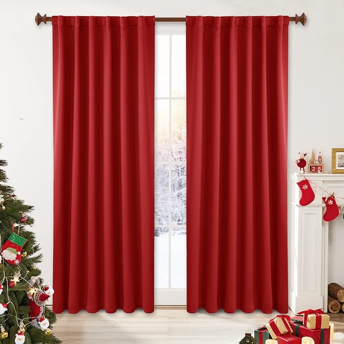 Deconovo Christmas Blackout Curtains, Thermal Insulated, W42 x L63 2 Panels by Deconovo
