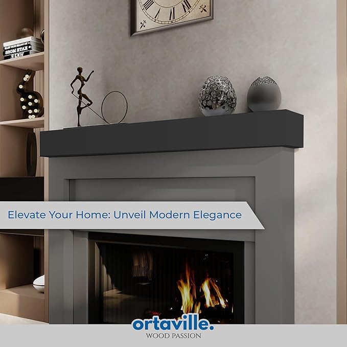 60" Floating Mantel Shelf - Modern White Fireplace Mantel with Matte Lacquer Finish for Living Room Elegance (60", Slate Grey)