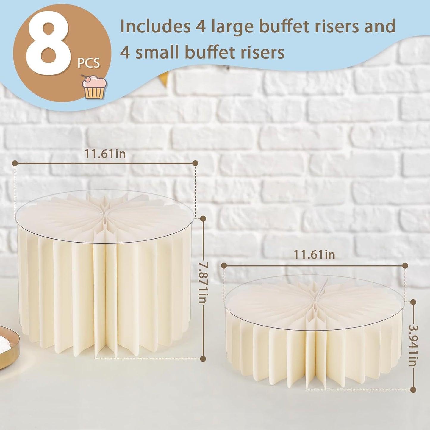 8 Pcs Buffet Risers, Food Risers for Buffet Table, White Food Display Risers for Party Buffet Risers and Stands for Show Catering Desserts, Food, Jewelry (8 Pcs)