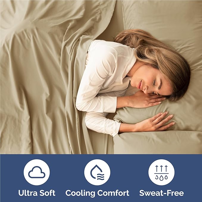 Twin XL Size 3 Piece Sheet Set - Comfy Breathable & Cooling Bed Sheets Set - Hotel Luxury Bedding for Women, Men, Kids, Teens, Boys & Girls - Deep Pockets, Ultra-Soft, Wrinkle Free - Oeko-Tex - Beige