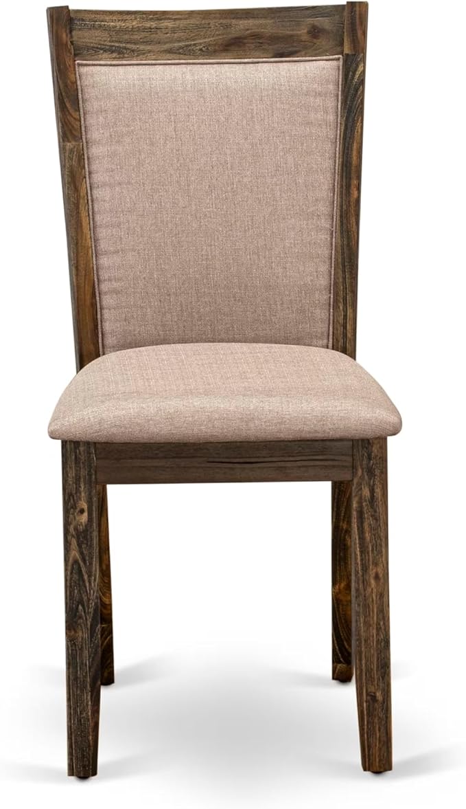 East West Furniture V797MZ716-6 6 Piece Kitchen Table Set Contains a Rectangle Dining Table with V-Legs and 4 Dark Khaki Linen Fabric Parson Chairs with a Bench, 40x72 Inch, Multi-Color