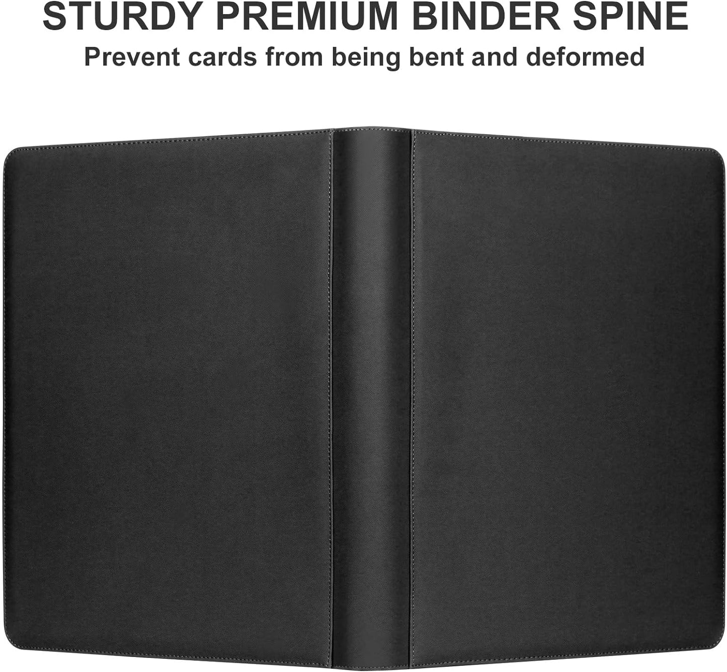 Premium Card Binder 16 Pocket, GEAoffice PU Cover Trading Card binder for 1000+ Cards, Sturdy Card Collection Album, Card Holder Folders for YuGiOh, MTG, TCG, Game Cards & Sports Cards, Black