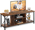 WLIVE TV Stand up to 65 Inch TV, 55" Entertainment Center, Industrial TV Console with Open Storage Shelf for Living Room and Bedroom, Rustic Brown