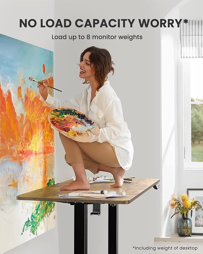 ErGear Height Adjustable Electric Standing Desk, 48 x 24 Inches Sit Stand up Desk, Memory Computer Home Office Desk with Two-Piece Desktop (Vintage Brown)