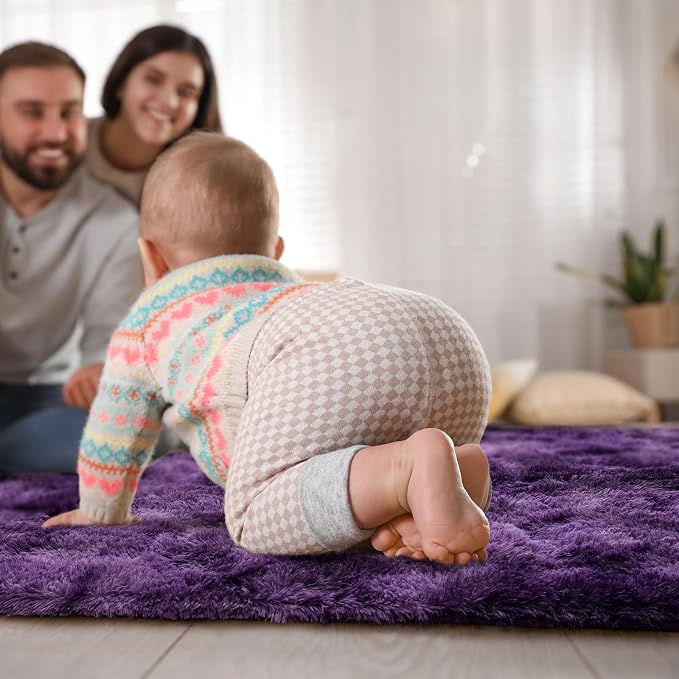 Goideal Fluffy Rug for Bedroom Living Room, 5x7 Purple Area Rugs, Faux Fur Shag - Image 5