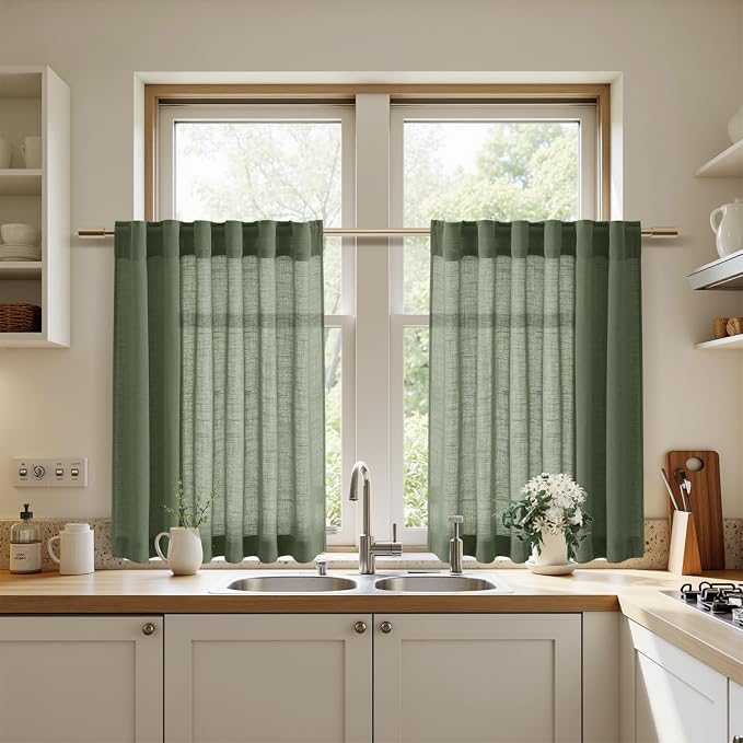 Nanspring Short Linen Cafe Curtains 36 Inch Length - Image 7