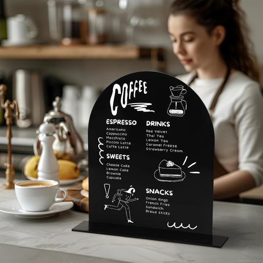 UNIQOOO 10 Set Black Acrylic Arch Table Sign With Holders, 8x10 in Wedding Table Numbers, 1/8 in Thick, DIY Blank Arched Acrylic Sign for Wedding reception, Centerpiece, Decoration, Event