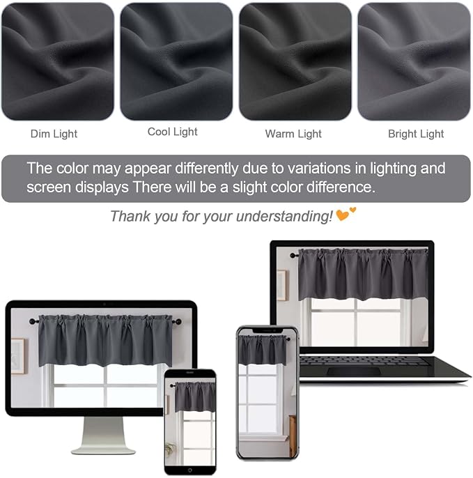Chyhomenyc Blackout Valances for Windows, Short Window Valance Curtains for - Image 5