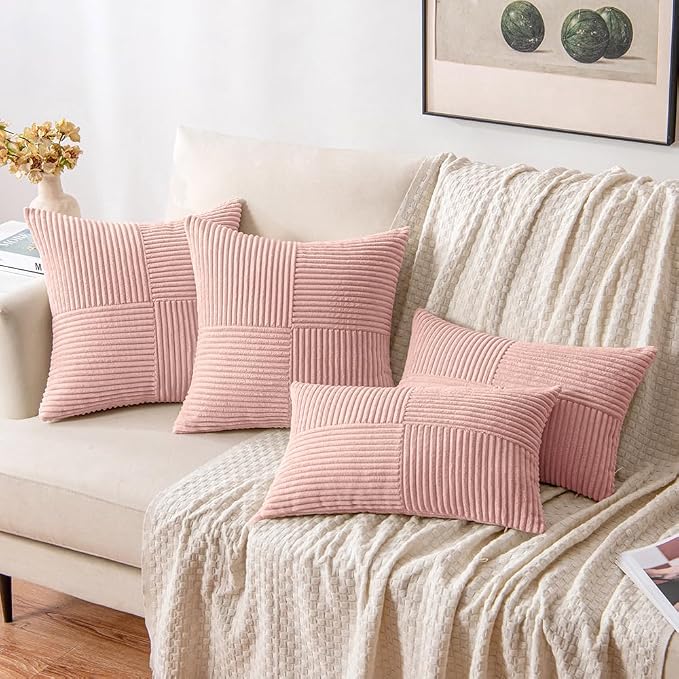 MIULEE Pink Decorative Lumbar Throw Pillow Covers 12x20 Inch - Image 4