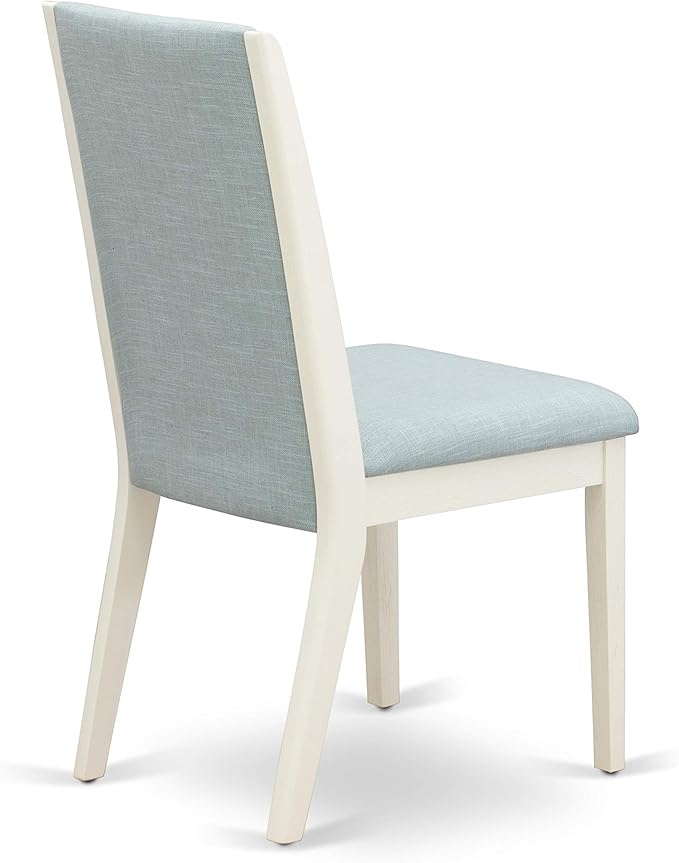 East West Furniture X027LA015-7 7 Piece Dining Room Furniture Set Consist of a Rectangle Dining Table with X-Legs and 6 Baby Blue Linen Fabric Parsons Chairs, 40x72 Inch, Multi-Color