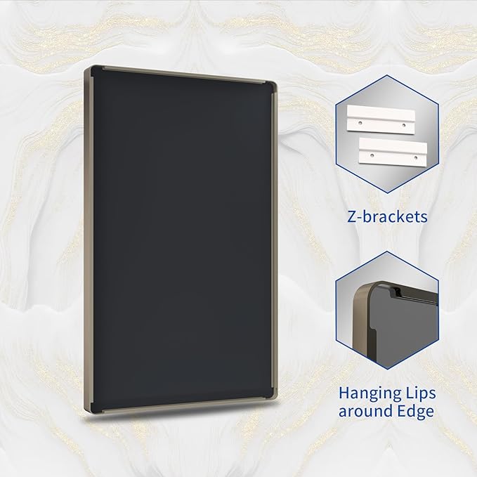 WEER 60x36 Inch Bronze Bathroom Mirror for Vanity, Brushed Bronze Metal Frame Mirror for Wall, Rounded Rectangle Bronze Frame Mirror with Tempered Glass, Anti-Rust (Horizontal/Vertical)