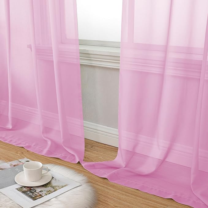 Aiyufeng Sheer Pink Curtains 72inches Long - Image 6
