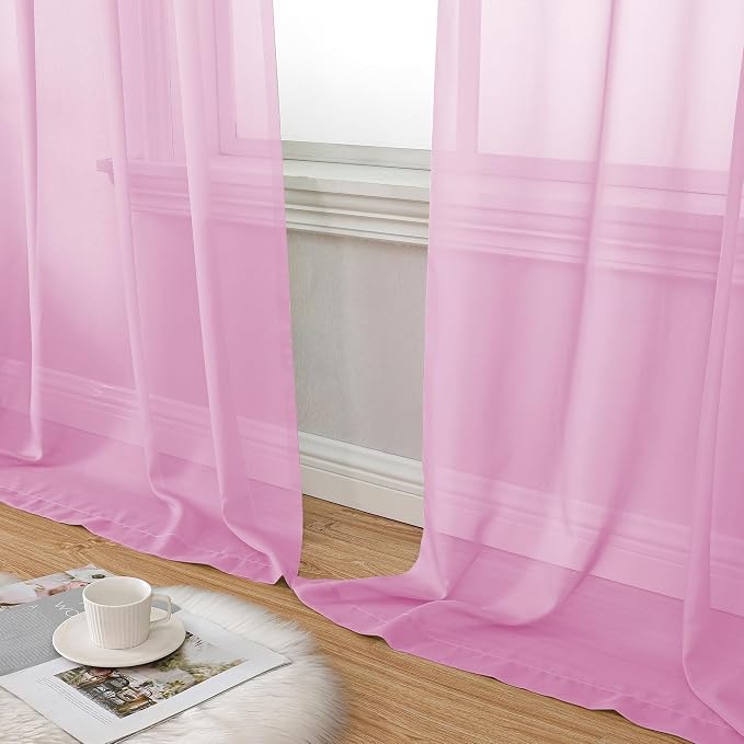 Aiyufeng Pink Sheer Curtain Window Drapes - Image 6