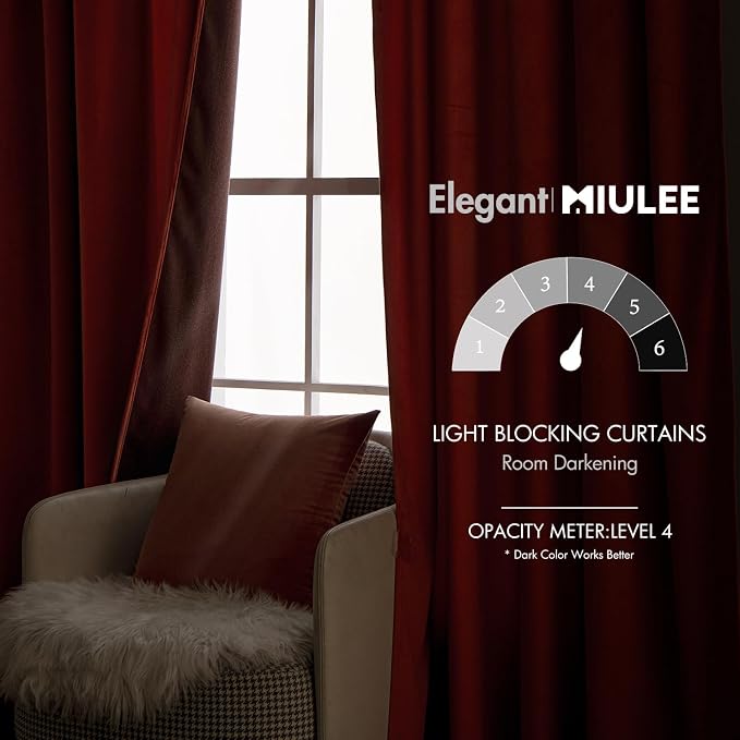 MIULEE Velvet Curtains 66 Inch Wide - Image 5