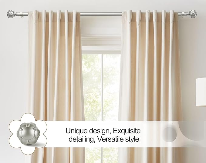 KAMANINA Curtain Rods for Windows 48 to 84 Inch, Antique Silver Heavy Duty - Image 3
