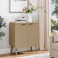 23.6" Sideboard Cabinet with 2 Doors, Modern Buffet Cabinet with Adjustable Shelf, Dining Room Sideboard, Fluted Buffet Sideboard for Living Room, Hallway, Entryway, Natual Oak
