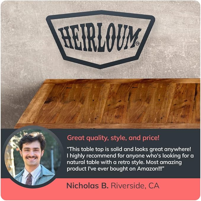 Reclaimed Wood Table Top - Rustic Recycled Solid Wooden Piece Perfect for Signs, Counters, Kitchens Table Tops (Reclaimed Wood Tabletop with Breadboard Ends, 30" x 30")