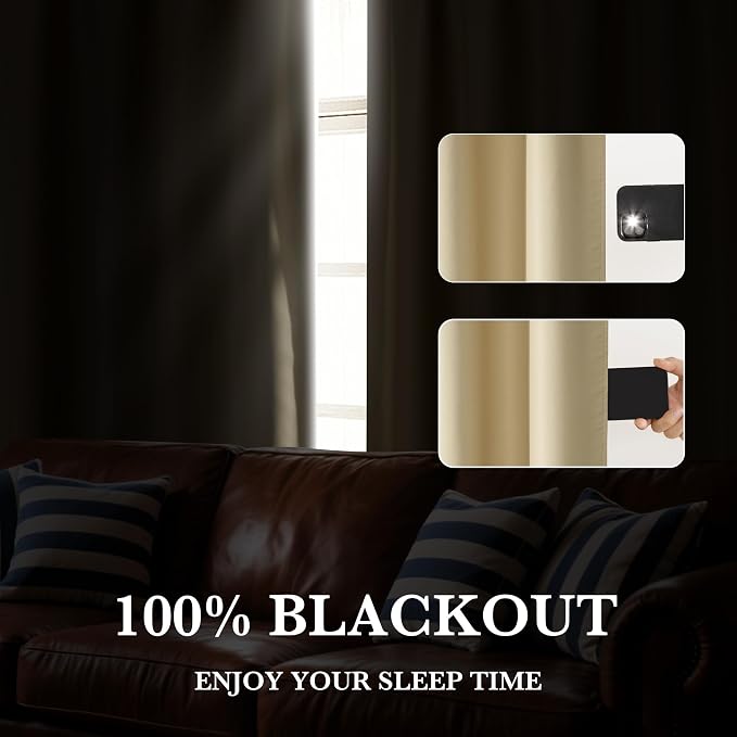 RYB HOME 100% Blackout Bathroom Curtains Over Sink 24 inches Long, Heat & UV - Image 5