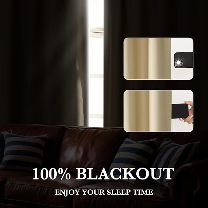 RYB HOME 100% Blackout Bathroom Curtains Over Sink 30 inches Long, Heat & UV - Image 5