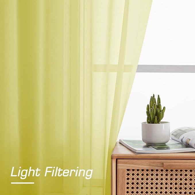 OWENIE Lemon Sheer Curtains 84 Inches Long - Image 4