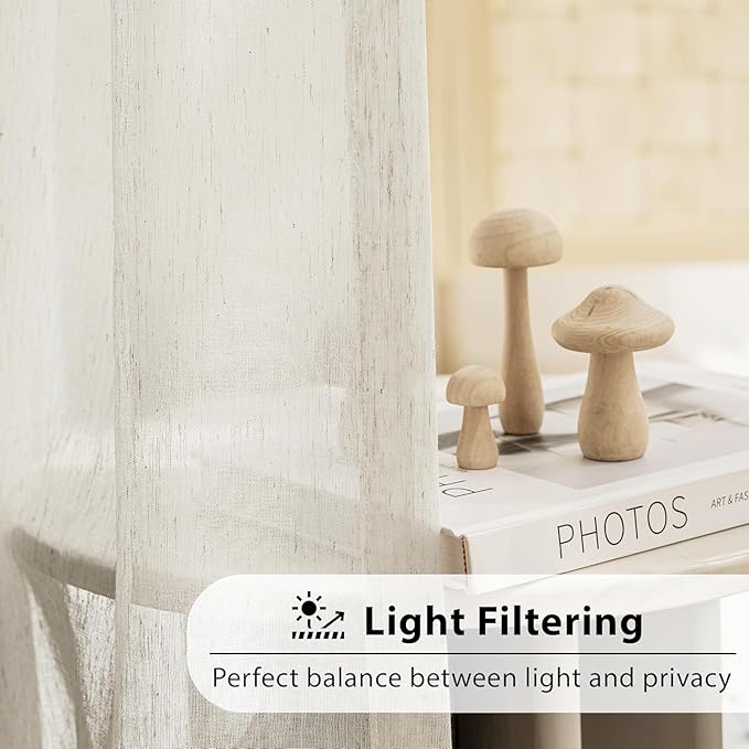 FMFUNCTEX Linen Sheer Pinch Pleated Curtains - Image 4