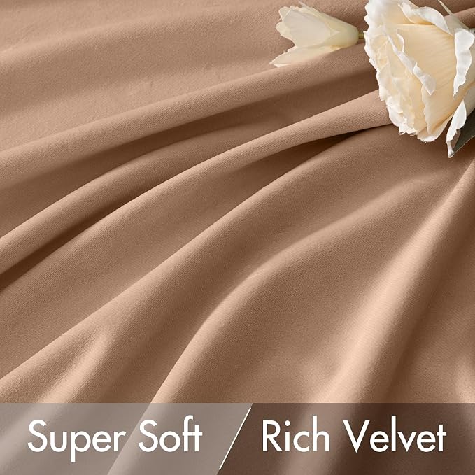 MIULEE Blush Beige Velvet Curtains 90 inches - Image 4