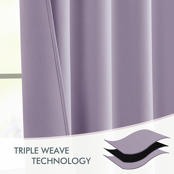 MIULEE Lilac Back Tab Blackout Curtains 108 Inch Long 2 Panels Set - Image 7