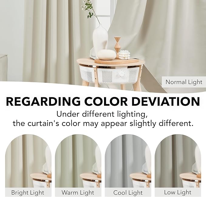 Deconovo Blackout Curtains, Thermal Insulated, W52 x L63 2 Panels, Back Tab - Image 4
