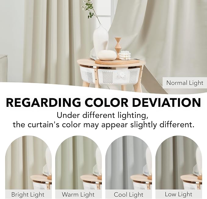 Deconovo Blackout Curtains, Thermal Insulated, W52 x L54 2 Panels, Back Tab - Image 3