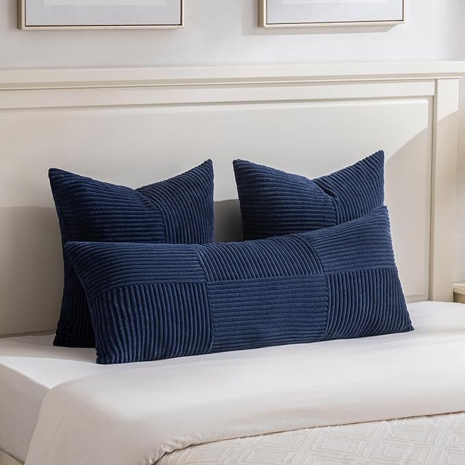Fancy Homi 2 Packs Navy Blue Decorative Throw Pillow Covers 22x22 Inch - Image 5